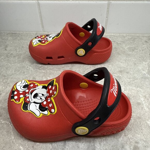 Crocs Toddler Girls Fun Lab Disney Minnie Mouse Band Clogs Size C7 Red Shoes - Picture 2 of 5